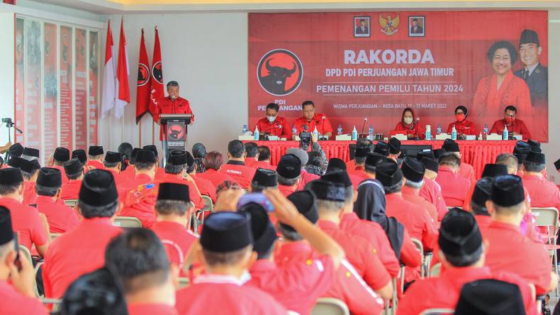 PDI Perjuangan Jatim Optimis Bisa Wujudkan Amanah Kongres, Hattrick di Pemilu 2024 20 rakorda pdip jatim