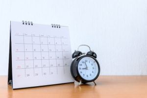 calendar with days clock wood table 43314 1818