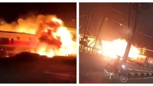 Kecelakaan KA Brantas dengan truk di Semara 1