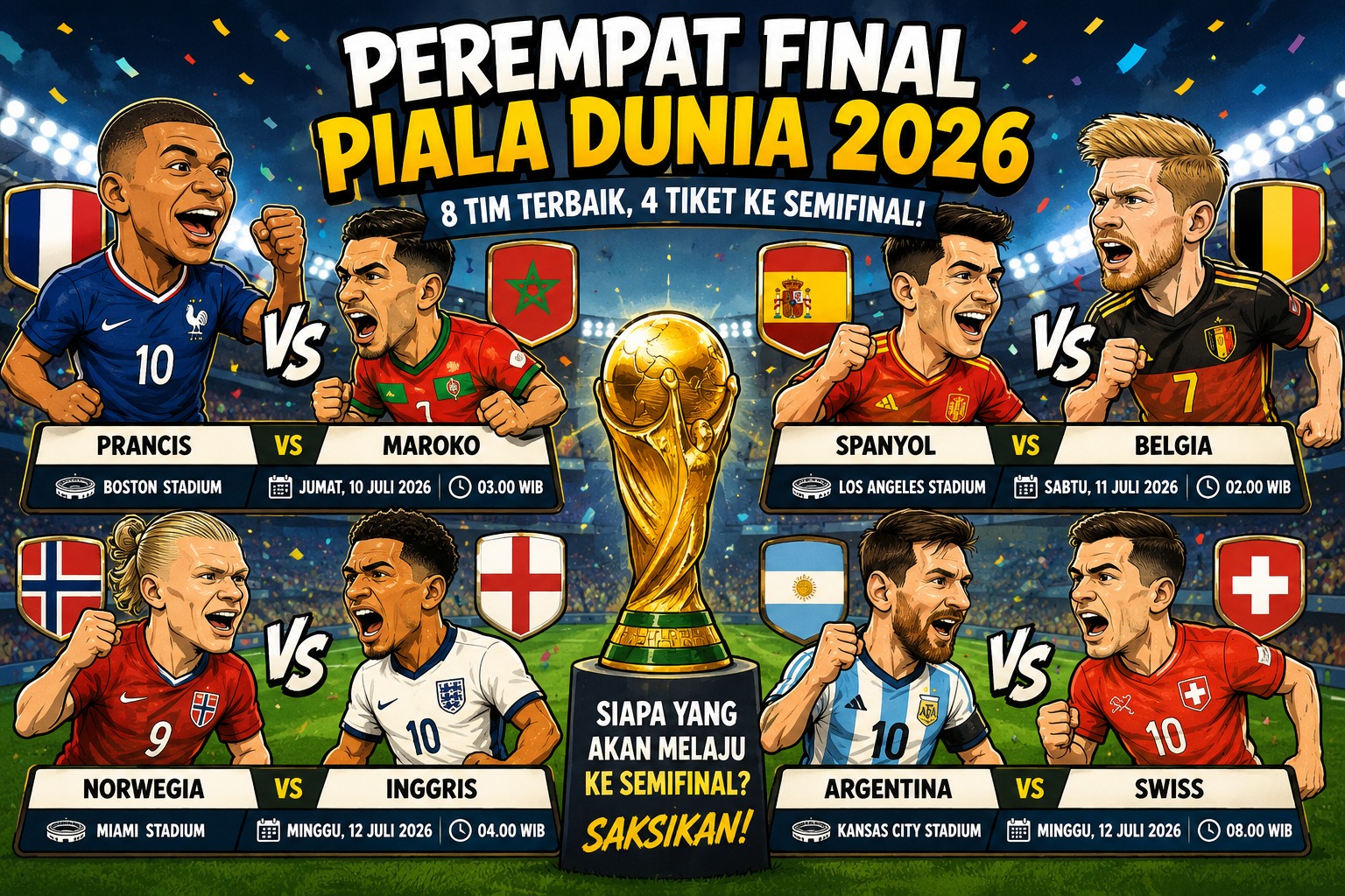 Berikut Jadwal Perempat Final Piala Dunia 2026 20 Perempat Final Piala Dunia 2026